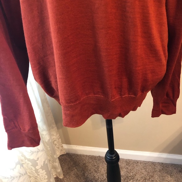 Neiman Marcus Orange Quarter-Zip Men's Sweater - Picture 3 of 7